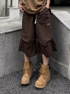 American Retro Outdoor Functional Style Shorts Men Women Summer Straight Loose Quick Dry Casual Seven-Quarter Length Pants