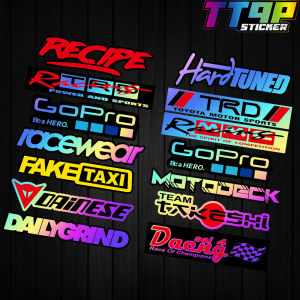 2 Sets of Laser Cool Motorcycle Stickers Bicycle Skateboard Helmet Waterproof Stickers ENEOS TRD IRELLI Monster GoPro Element Decoration Stickers for YAMAHA HONDA SUZUKI DUCATI