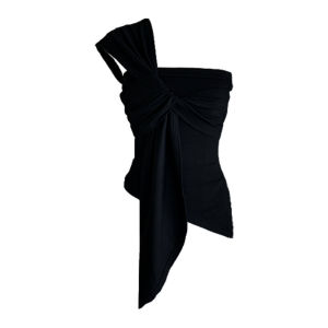 🦋VEVE Short Irregular Off Shoulder Camisole Women Slim Fitting Pleated T-shirt Hot Girl Niche Top