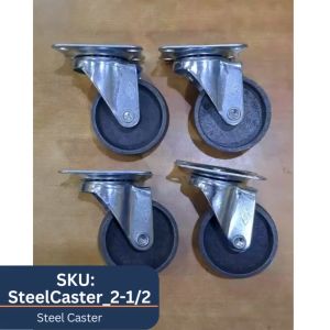 Plate Type Steel Wheel Casters 2.50" for Industrial Automotive Medical Equipment (4 pcs)