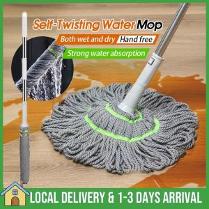 Magic Cleaning Mop Telescoping Long Handle Spinning Mops Set Twist Mop Household Hands Free Cleaning Mop mop lantai spin lazy mop 110CM