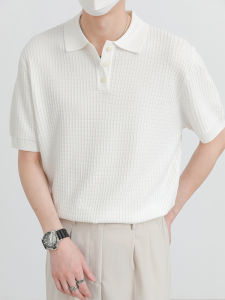 Summer Mens Slim Fit Polo Shirt Short Sleeve Knitted T-Shirt Fashionable Turn-down Collar Body Shirt Urban Style Basic Color