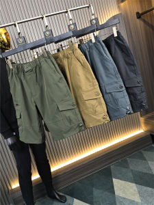 American Style Mens Work Trousers Breathable Waterproof Elastic Waist Shorts Five Parts Summer Casual Pants Youth Fashion