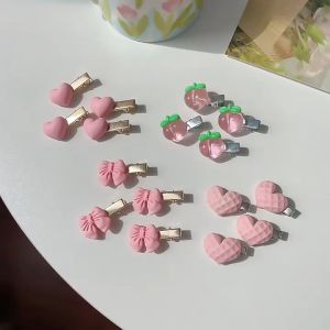 ONE-C1195 Jepit Rambut Bunga Mawar Love Peach Pita Wanita Korea Jepit Rambut Pink Mini Baby Hairclip