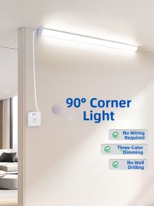 LAISILIMANWEI | Wired Installation-Free 90 Degree Corner Light LED Tri-Color Wall Light