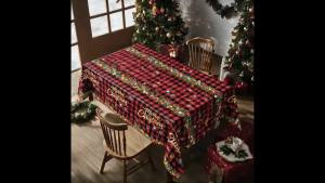 2027 Christmas Checkered Candy Style Disposable Tablecloth Christmas Dining Table 2d Flat Christmas Party Decoration New Year