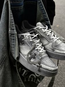 Retro Japanese Low-Top Casual Shoes Mens Cross Dirty Design Niche Trendy Chain Little Dirty Shoes Fashionable Sneakers