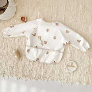 JulyMoly Baby Apron Long Sleeve Waterproof Eating Bib Toddler Feeding Smock Childrens Reverse Clothing Cartoon Pattern