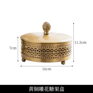 Bronze Storage Box with Lid Luxury Living Room Desktop Retro Hollow High-end Candy Box Home Decoration Accessories Display