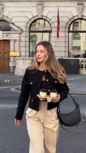 Áo Khoác Tweed Ngắn Nữ MUJER 2025 Kiểu Dáng Thanh Lịch Tay Dài Cài Nút Phong Cách Công Sở Áo Khoác Ngoài Ngắn Dành Cho Phụ Nữ Trung Niên