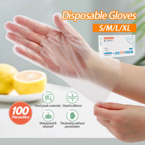 【Yoyo SG Ready Stock】100Pcs Transparent Disposable Gloves Acid Work Safety Food Grade Cleaning Gloves TPE Latex Free Gloves