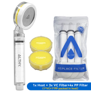ALTHY Vitamin C Handheld Shower Head FilterHigh Pressure SPA Softener WaterWhiten&Moisturizing Dry Itchy SkinReduce Hair Loss
