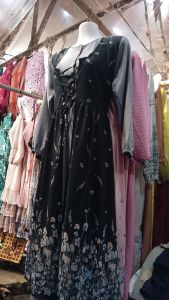 Gamis All Size Motif Bunga Kancing Aktive