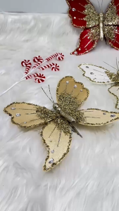 2026 Christmas Butterfly Ornaments – DIY Glitter Flower Decorations for Christmas Tree & Holiday Scene Decor
