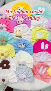 Mũ turban bé gái bé trai sơ sinh đến 18 tháng họa tiết đa dạng cho mẹ chọn lựa - Nón tuban cho bé vải cotton co giản