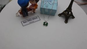 Vòng cổ cỏ 4 lá may mắn bạc 925 đơn giản nữ tính đá màu xanh BẠC HIỂU MINH DMD015G