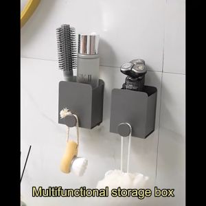 YT Aluminum Alloy Bathroom Comb Storage Rack Drilling-free Wall Hanging Seamless Storage Shelf