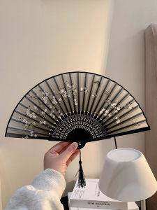 Ancient Fan Folding Fan Chinoiserie Womens Hanfu Dance Folding Fan Carrying Elegant Ancient Clothes All Bamboo Bones Bamboo Fan
