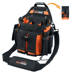 MELOTOUGH Electricians Tool Bag with Shoulder Strap Professional 15 Compartment Tool Bag Quick Load Tool Bag