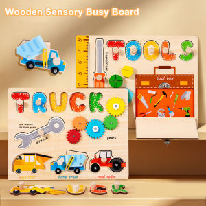 Wooden Sensory Busy Board Switch Toy Activity Board with Educational Montessori Toys Interactive Puzzle for 1-6 Year Old Girls & Boys Gifts
