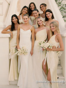 French Maid of Honor Dress Gown Satin Long Skirt Yellow Summer New Arrival Elegant Simple Style Wedding Party Date Performance