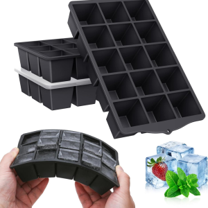 New 15-Position Grid Silicone Ice Cube Mold Large Tray Mold Square Ice Cube Maker Non-Toxic and Durable Bar/Cocktail Ice Cub