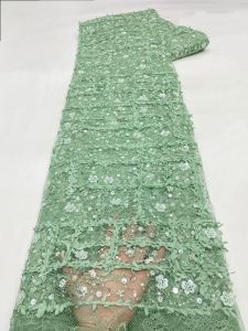 African Sequins Lace Fabrics AT3055-A1 High Quality Lace Nigerian French Tulle Beads Lace Fabrics For Sewing Wedding Party Dress