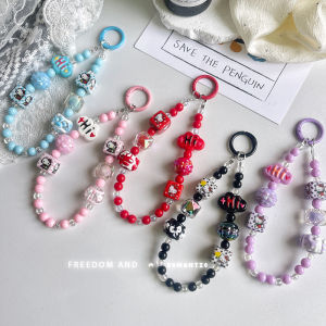 New Block Kitty Beaded Phone Chain Bag Pendant Keychain Earphone Bag Accessories Student Gifts