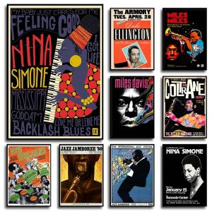 Vintage Jazz Festival Musician Nina Simone Music Concert Abstract Poster Canvas Painting Wall Art Pictures Home Bar Room Decor