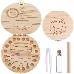 Wooden Baby Tooth Storage Box Fetal Hair Keepsake Newborn Birthday Memory Tooth Fairy Box Kids Growth Souvenir Wooden Container