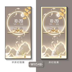 Modern Decorative Painting Clock Fish Pattern Entrance Wall Art Metal Frame Living Room Hallway Lighting Single Piece Spray Paint