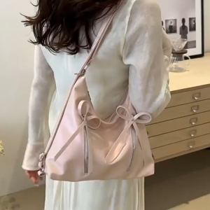 Túi xách nữ kết hợp 3 kiểu đeo: Đeo chéo đeo vai đeo balo thời trang tiện lợi 2 khóa dọc phối nơ Thanhthushop68 071