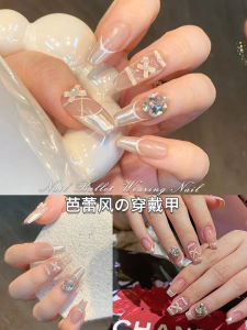 Handmade Ballet Style Wearable Nail Art Strips White Pure Handmade Nail Tips for New Year 2024 Beauty Makeup Tools from China