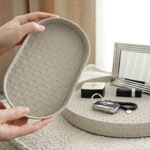 Modern Simple Leather Aromatic Tray Jewelry Storage Plate Premium Sense Desktop Organizer Creative Handmade Decorative Piece