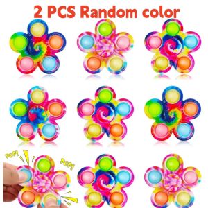 Meade | 1/2/5pcs Colorful Bubble Gyro Fidget Spinner Finger Bouncing Toy Pressing Bubble Spinner ADHD Childrens Anxiety Relieves Stress