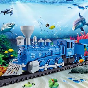 Electric Train Toy Set with Circular Track Assembly Track Train Toy Set Childrens Birthday Gift（Some parts are sent random）