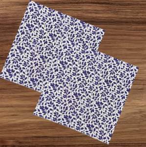 Party Dinner Napkin Serviette Disposable Paper Tissue - Colour Graphic Floral Blue Leaves Leaf Tessellation Batik Style Auspicious Print [NSP130]