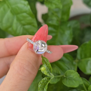 Q2045 Nhẫn bạc nữ đồng điếu Moonstone bọc hình hồ ly cho Kim và Thuỷ - Phong Thuỷ TUDO P