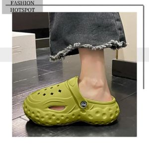 LKfashion ฮอตฮิต รองเท้าหัวโตแฟชั่นสไตล์สาวเกาหลีเกาใจ รองเท้าแบบสวมพื้นดำสีพื้นมีให้เลือก 3 สี รองเท้าพื้นนุ่มเบาระบายอากาศดีไม่ร้อนใส่สบาย