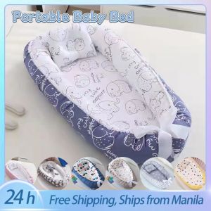 Portable Baby Bed Cotton Baby Nest with Baby Pillow Removable Newborn Bed Set for Baby Washable Crib Nest for Baby Baby Bed Cushion