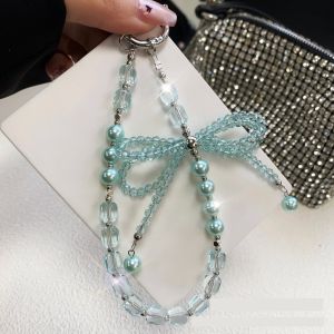 Crystal Bow Pendant Keychain Mobile Phone Chain Bag Key Hanging Ribbon Bowknot Charm Keyring Phone Case Strap