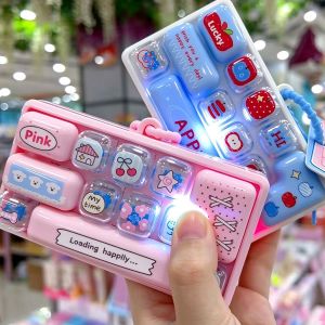 Phim hoạt hình dạ quang 12 bộ phím Bàn phím móc khóa Clicker âm thanh có thể nhấn phím nút đầu ngón tay Keyring sáng tạo thoải mái căng thẳng sốt ruột giải tỏa