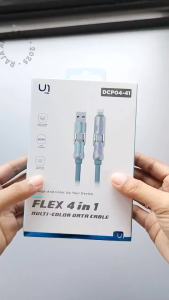Kabel Charger 4 in 1 60W 27W 3A RGB USB Tipe C Lightning 4in1 Power Delivery Quick Charge Fast Charging U1me DCP04-41