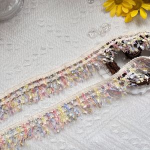2 Yards 1.57inch Wide Eyelash Fringe Lace Ribbon Colorful Toothbrush Tassel Trim for Garment Handicraft DIY Sewing Accessories