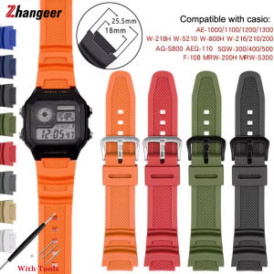 Zhangeer 18mm Soft Rubber Dedicated Watch Strap For Casio AQ-S810W SGW-400H W-800H AE-1000W F-108WH W215 MRW-200H AEQ-110W Watch Band Pin Buckle Waterproof Bracelet