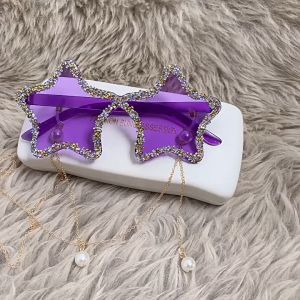 Kacamata Hitam Tanpa Bingkai Berlian Lintas Batas Bintang Lima Ujung Kacamata Hitam Fashion