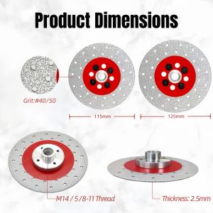 1pc 115/125mm Diamond Cutting Disc Grinding Polishing with M14 5/8-11 Flange Marble Grainte Tile Cutter Double-side Saw Blade