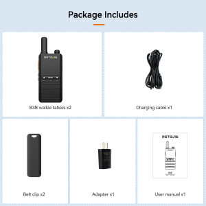 Retevis B3B B63B Two Way Raido Rechargeable New Version lightweight of RT22P(2.0) USB-C VOX Handsfree Two-Way Radios Long Range for Adults Family Road Trip Camping Hiking(2 Pack)