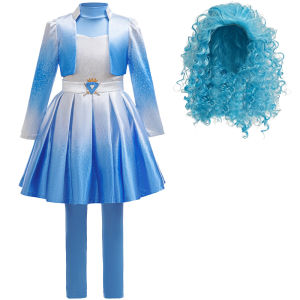 Childrens Chloe Princess Costume Girl Chloe Cosplay 4-piece Set | Long Sleeve 3D Printed Jacket Top Skirt Tight Pants Birthday