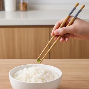 Blue-Edged Bamboo Chopsticks 10 Pairs Reusable Non-Slip Smooth Food Safe for Home Meals Camping Picnic Gifting